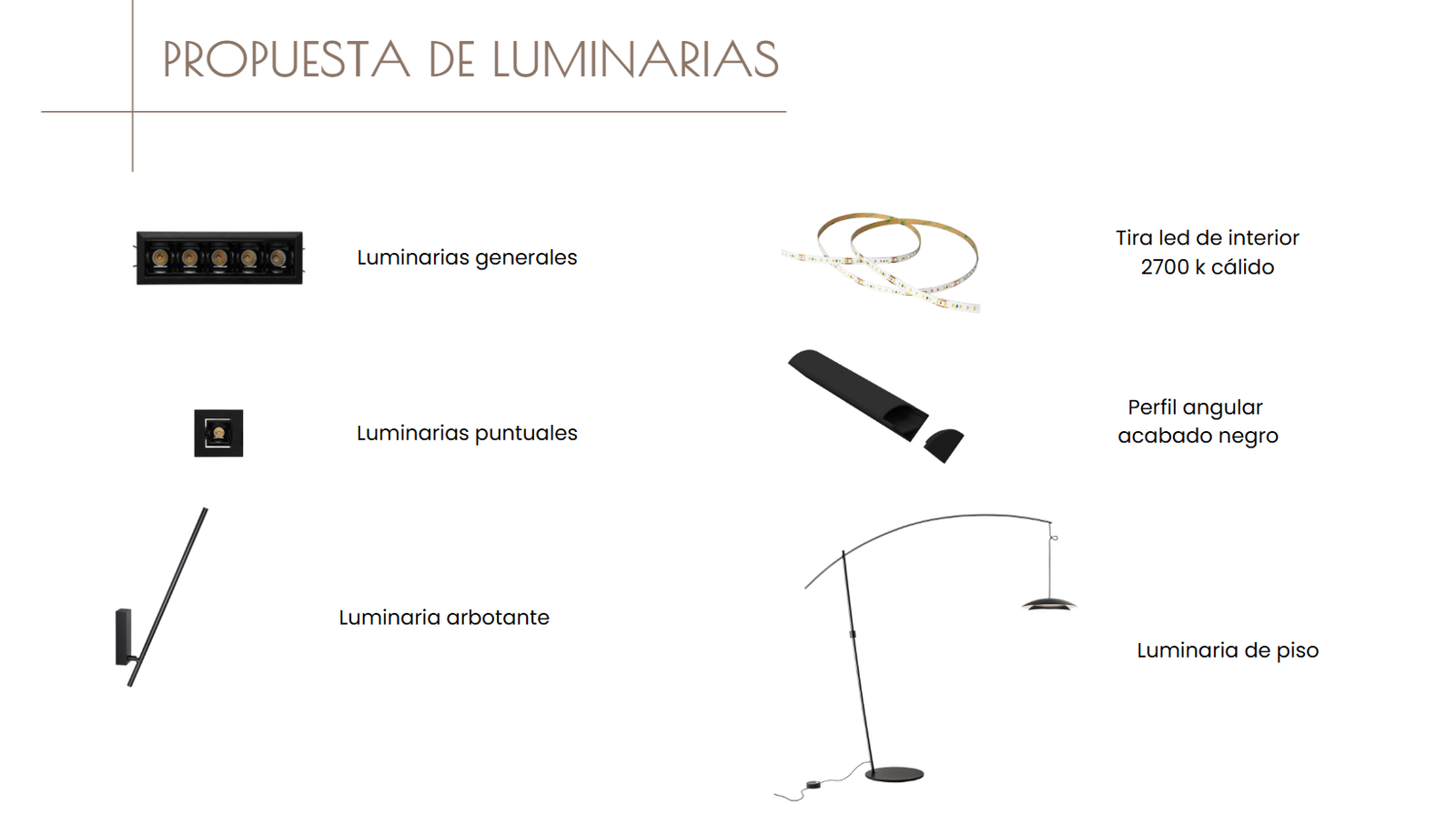 Decoración y selección de iluminación
